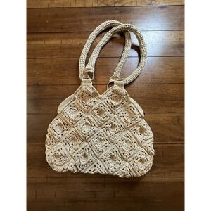 Boho Tan Crochet Shoulder Bag Handbag Purse‎